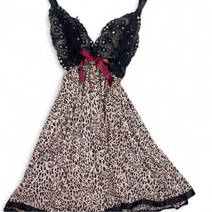 Leopard Print Lingerie with Black Lace